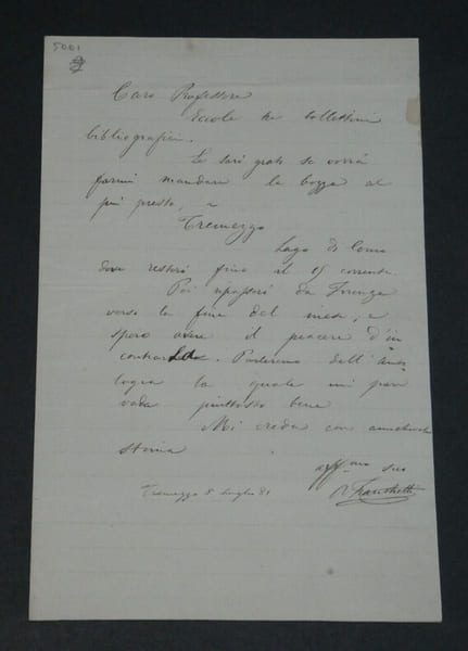 Augusto Franchetti - Lettre autographe sign&eacute;e 1881. Augusto Franchetti