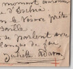 Juliette ADAM Manuscrit autographe sign&eacute;e "Mes yeux parcoururent l'horizon" 1 page. Juliette ADAM