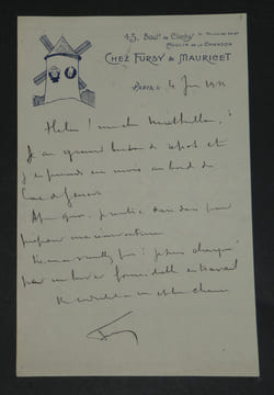 Henri Fursy. Ensemble de 9 Lettres autographes signées et docs + Photo argentique. Henri Fursy