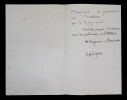 Pascal DAGNAN-BOUVERET - LETTRE AUTOGRAPHE SIGN&Eacute;E, 1900. Pascal DAGNAN-BOUVERET