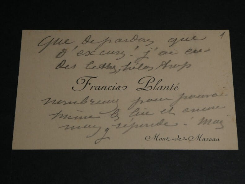 Francis Plant&eacute;, Pianiste - Carte de visite autographe sign&eacute;e - 1930. Francis Plant&eacute;