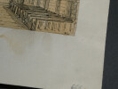 Vue int&eacute;rieure de l'&eacute;glise de Vignory (H.-M.), XIe si&egrave;cle. Dessin original sign&eacute; de ses initiales. Louis Henri Laffill&eacute;e