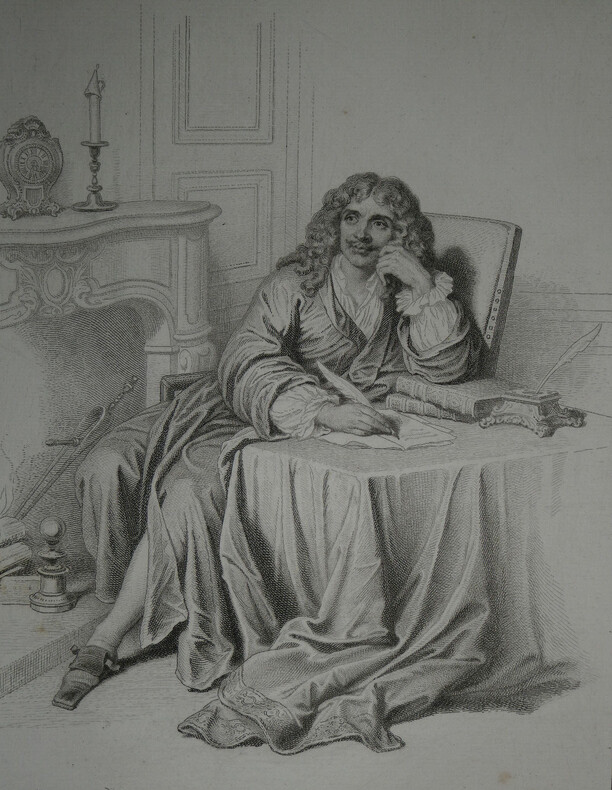 Jean-Auguste-Dominique INGRES, peintre - GRAVURE DE MOLI&Egrave;RE GRAV&Eacute;E, 1843. Jean-Auguste-Dominique Ingres