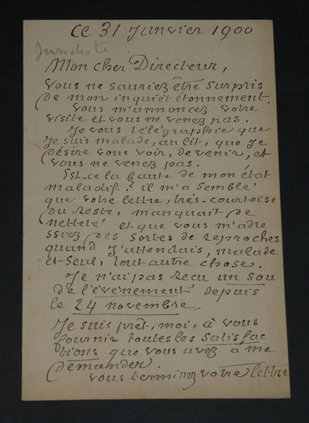 Jean-Camille FULBERT-DUMONTEIL - Lettre autographe sign&eacute;e, 1900. Jean-Camille FULBERT-DUMONTEIL