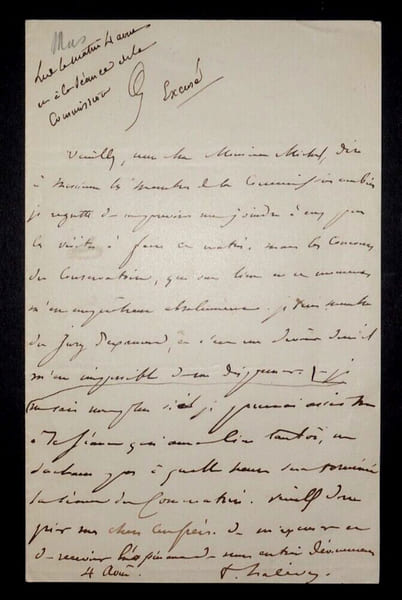 Fromental HAL&Eacute;VY, Compositeur - LETTRE AUTOGRAPHE SIGN&Eacute;E D'EXCUSES. Fromental HAL&Eacute;VY