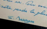 BAUMANN Emile - CARTE AUTOGRAPHE SIGN&Eacute;E &Agrave; ARTUS Louis, 22 novembre 1922. Emile Baumann