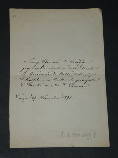 Luigi Ferrari - Page avec des lignes de texte autographes sign&eacute;es 1871. Luigi Ferrari
