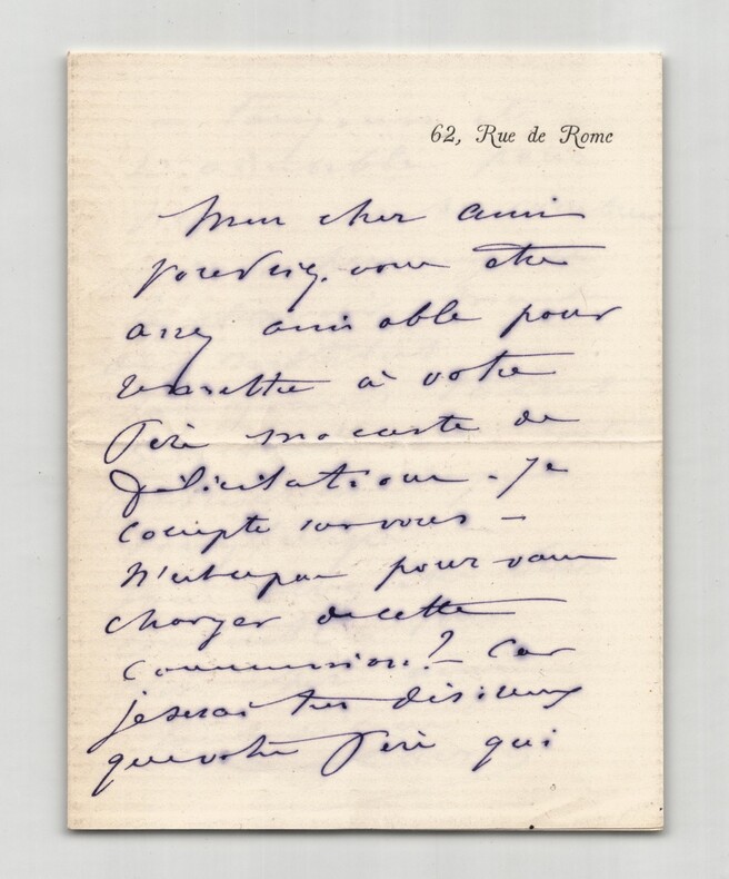Georges Clairin - Lettre autographe sign&eacute;e - "Membre de l'institut". Georges Clairin