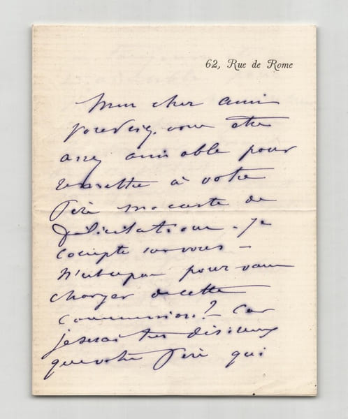 Georges Clairin - Lettre autographe sign&eacute;e - "Membre de l'institut". Georges Clairin