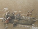 Aquarelle encadr&eacute;e - D&eacute;part de p&ecirc;che - Georges Jean-Marie HAQUETTE. Georges Jean-Marie Haquette