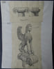 Chapiteau colonne votive et archa&iuml;que - Dessin original sign&eacute;. Louis Henri Laffill&eacute;e