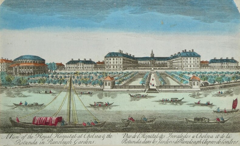 Vue d'optique de l'Hopital des Invalides et de la Rotunda aupr&egrave;s de Londres. 