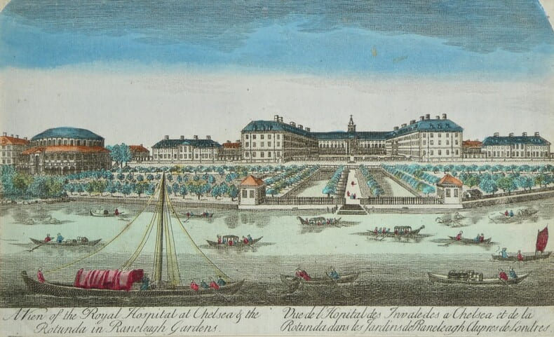 Vue d'optique de l'Hopital des Invalides et de la Rotunda aupr&egrave;s de Londres. 
