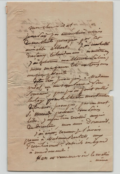 Fr&eacute;d&eacute;ric B&eacute;rat - Lettre autographe sign&eacute;e "pas encore remis de ma chute". Fr&eacute;d&eacute;ric B&eacute;rat