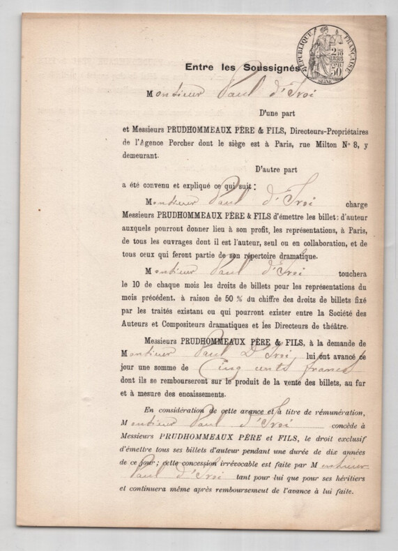 Pouvoir sign&eacute; par Paul d'Yvoi – Collection coh&eacute;rente 31 auteurs & musiciens. Paul d'Yvoi