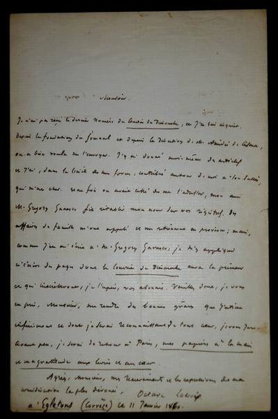 LETTRE AUTOGRAPHE SIGN&Eacute;E, EGLETONS, CORR&Egrave;ZE, 1860. Lacroix de Crespel, Octave
