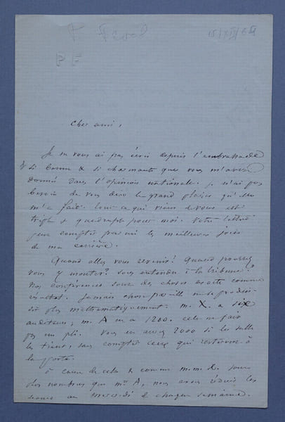 Paul F&Eacute;VAL - Lettre autographe sign&eacute;e avec monogramme gaufr&eacute;, 1864. Paul F&Eacute;VAL