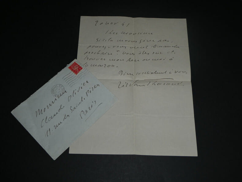 J&eacute;r&ocirc;me Tharaud, Ecrivain - Lettre autographe sign&eacute;e &agrave; Claude OLIVIER, 1941. J&eacute;r&ocirc;me THARAUD