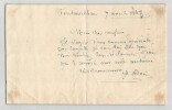 Juliette Adam - Billet autographe sign&eacute; - Fontainebleau 1882. Juliette Adam