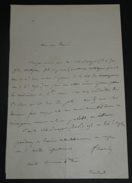 Fromental Hal&eacute;vy - Lettre autographe sign&eacute;e [sur Schiedmayer] - 1850. Fromental Hal&eacute;vy