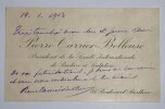 CARRIER BELLEUSE Pierre - CARTE DE VISITE SIGN&Eacute;E, SOCI&Eacute;T&Eacute; PEINTURE, 1913. Pierre Carrier-Belleuse