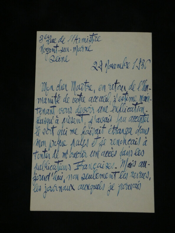 Branth&ocirc;me - Belle lettre autographe sign&eacute;e - "le sort qui me faisait &eacute;tranger dans mon propre pays" - 1936. Branth&ocirc;me