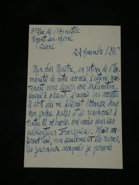Branth&ocirc;me - Belle lettre autographe sign&eacute;e - "le sort qui me faisait &eacute;tranger dans mon propre pays" - 1936. Branth&ocirc;me