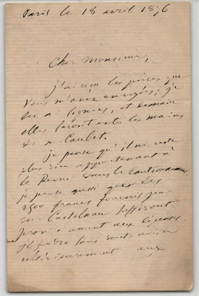&Eacute;mile Littr&eacute;, Lettre autographe sign&eacute;e "situation financi&egrave;re" 1876 Paris 3 pages. &Eacute;mile Littr&eacute;