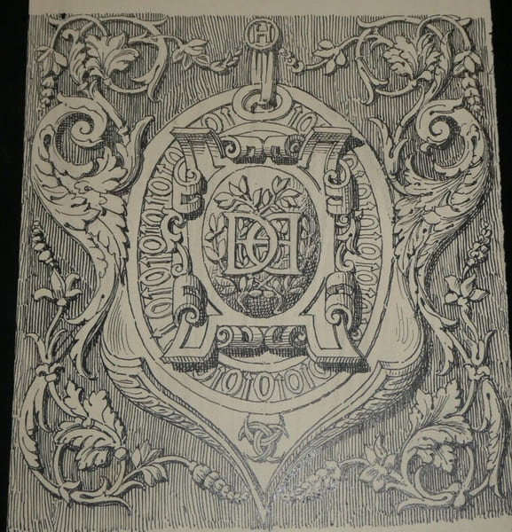 Dessin original sign&eacute; - Panneau de porte du ch&acirc;teau d'Anet - Encre vers 1930. Louis Henri Laffill&eacute;e