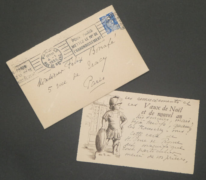 G&eacute;n&eacute;ral Maxime WEYGAND - CARTE AUTOGRAPHE SIGN&Eacute;E DE VOEUX &Agrave; Felix BONAF&Eacute;, 1955. Maxime WEYGAND