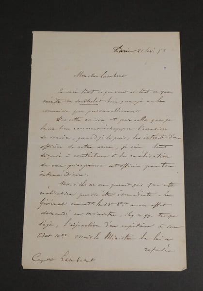Louis Jules TROCHU , G&eacute;n&eacute;ral- LETTRE AUTOGRAPHE SIGN&Eacute;E &Agrave; M Lambert, 1853. Louis Jules TROCHU