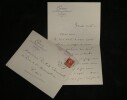 Andr&eacute; Beaunier - Lettre autographe sign&eacute;e &agrave; Robert Russel renseignements. Andr&eacute; Beaunier
