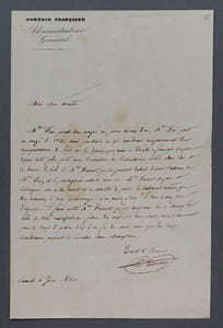Édouard THIERRY - LETTRE AUTOGRAPHE SIGNÉE, 1860