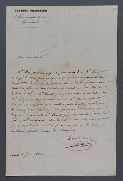 &Eacute;douard THIERRY - LETTRE AUTOGRAPHE SIGN&Eacute;E, 1860. &Eacute;douard Thierry