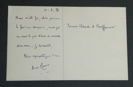 André MAUROIS - CARTE POSTALE AUTOGRAPHE SIGNÉE, 1937