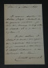 Camille DOUCET - Po&egrave;te - LETTRE AUTOGRAPHE SIGN&Eacute;E &Agrave; J. BERTRAND - Paris - 1876. Camille DOUCET