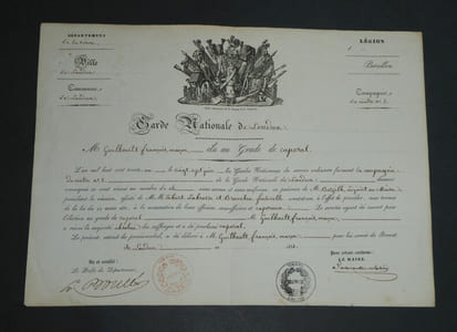 Brevet Militaire de la Garde Nationale de Loudun, Élection au grade de Caporal, Monsieur Guilbault François, 1831