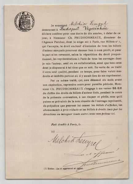 Pouvoir sign&eacute; par Melchior Lengyel - Collection coh&eacute;rente 25 auteurs & musiciens. Melchior Lengyel