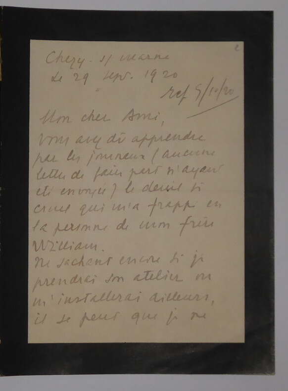 LAPARRA Raoul - LETTRE AUTOGRAPHE SIGN&Eacute;E, DEUIL, CHEZY SUR MARNE, 1920. Raoul Laparra