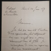 Charles Louis Saulces DE FREYCINET - LETTRE AUTOGRAPHE SIGN&Eacute;E, Paris, 1879. Charles Louis Saulces DE FREYCINET