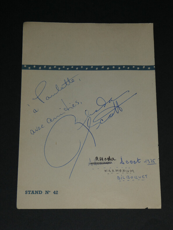 Rhoda SCOTT et Bob MARTIN - Autographes La Kermesse aux &eacute;toiles, 1976. Rhoda SCOTT et Bob MARTIN