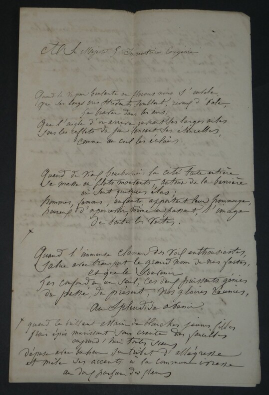 Victorine Vallat - Po&egrave;me autographe sign&eacute; &agrave; l'Imp&eacute;ratrice Eug&eacute;nie - 1897. Victorine Vallat