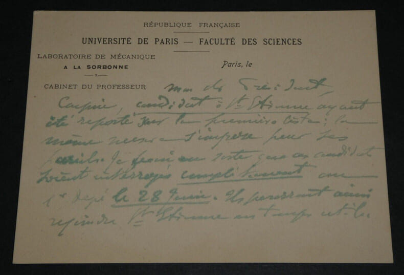 Gabriel KOENIGS, Math&eacute;maticien - CARTE-LETTRE AUTOGRAPHE SIGN&Eacute;E. Gabriel KOENIGS