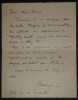 CARTE LETTRE AUTOGRAPHE SIGN&Eacute;E, &Agrave; Louis ROBIN, 1907. DE LOSQUES Daniel