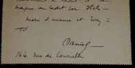 CARTE LETTRE AUTOGRAPHE SIGN&Eacute;E, &Agrave; Louis ROBIN, 1907. DE LOSQUES Daniel