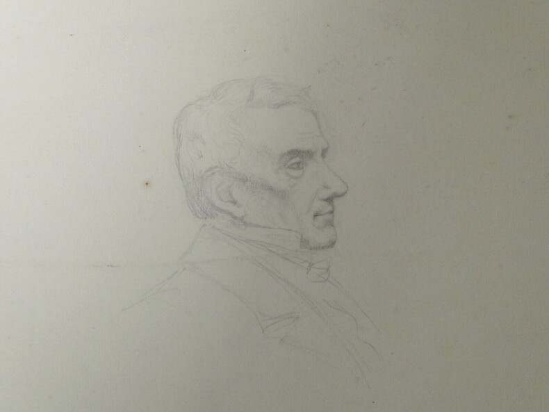 Dessin original au crayon - portrait de Fran&ccedil;ois-Joseph HEIM par Jules Jollivet - XIX&egrave;me. Jules Jollivet