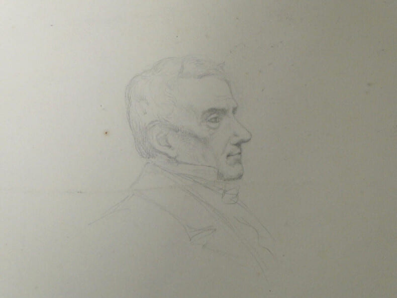 Dessin original au crayon - portrait de Fran&ccedil;ois-Joseph HEIM par Jules Jollivet - XIX&egrave;me. Jules Jollivet