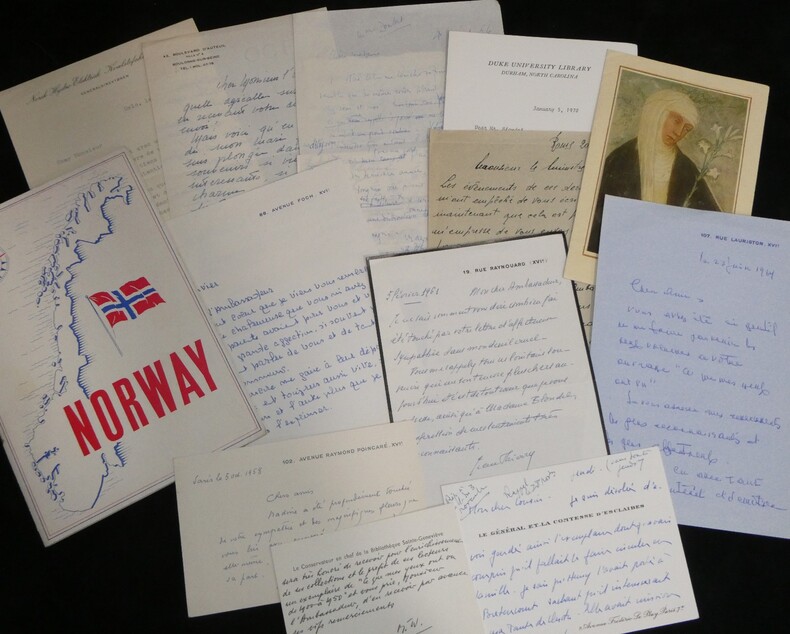 Ensemble de 11 lettres autographes sign&eacute;es &agrave; J.F. Blondel + plaquette "Norway". Jules Fran&ccedil;ois Blondel