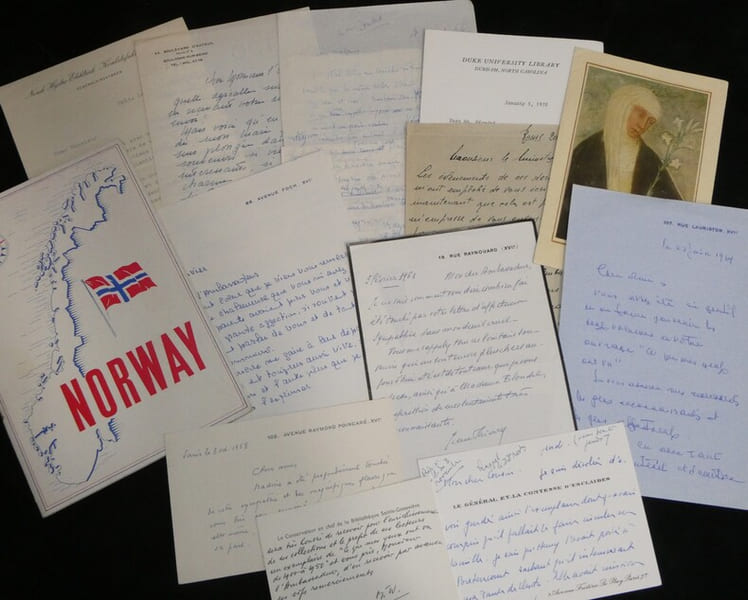 Ensemble de 11 lettres autographes sign&eacute;es &agrave; J.F. Blondel + plaquette "Norway". Jules Fran&ccedil;ois Blondel