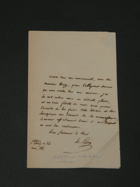 Henri Joseph Guillaume Patin - Lettre autographe sign&eacute;e de remerciements - 1826. Henri Joseph Guillaume Patin